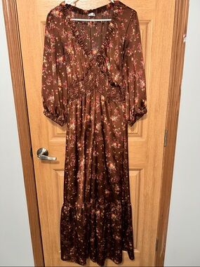 Brown Floral Boutique Maxi Dress